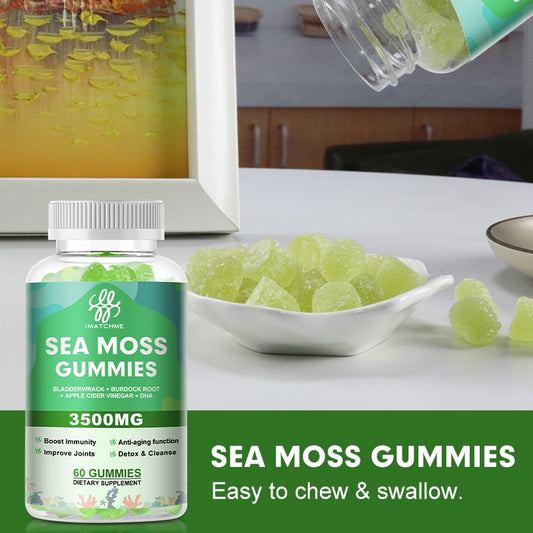 Sea Moss Gummies Organic Irish Moss Immune System Iodine supplement Gut Cleanse & Thyroid Supplement Weights Management