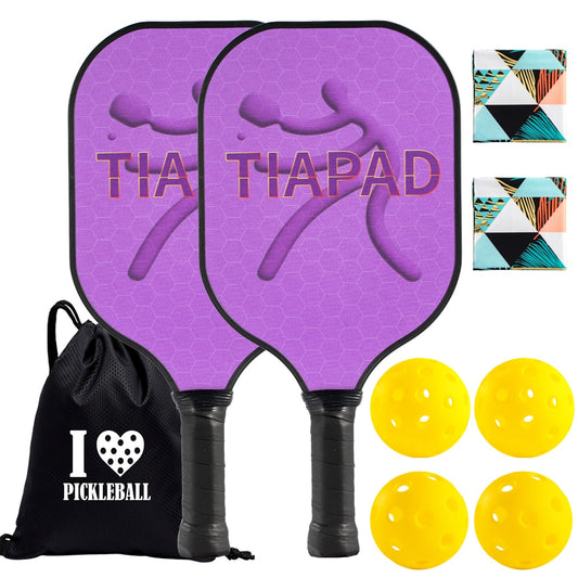 Pickleball Paddles Set of 2, Glass Fiber Surface Lightweight Pickle Ball Racket for Women Men with Carry Bags