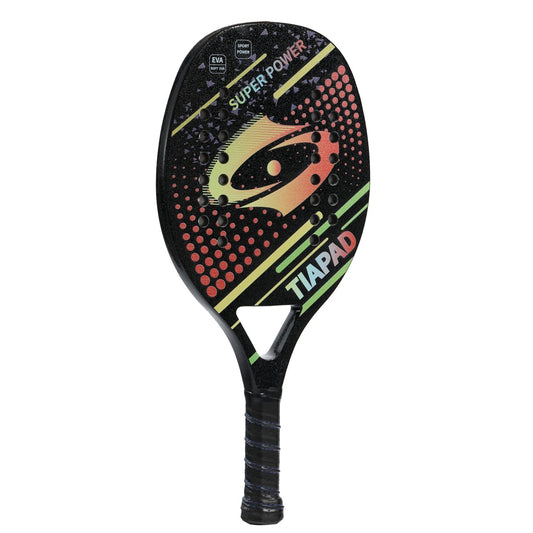 Beach Tennis Racket, Glass Fiber Grit Surface EVA Memory Foam Core 28 Holes 22mm Lightweight Paddle for Women Men