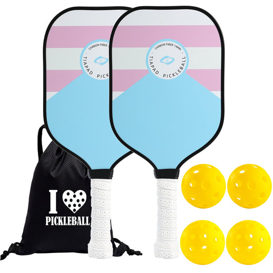 Pickleball Paddles Set Carbon Fiber PP Honeycomb Inner Core Extended Grip Lightweight Pickleball Paddles